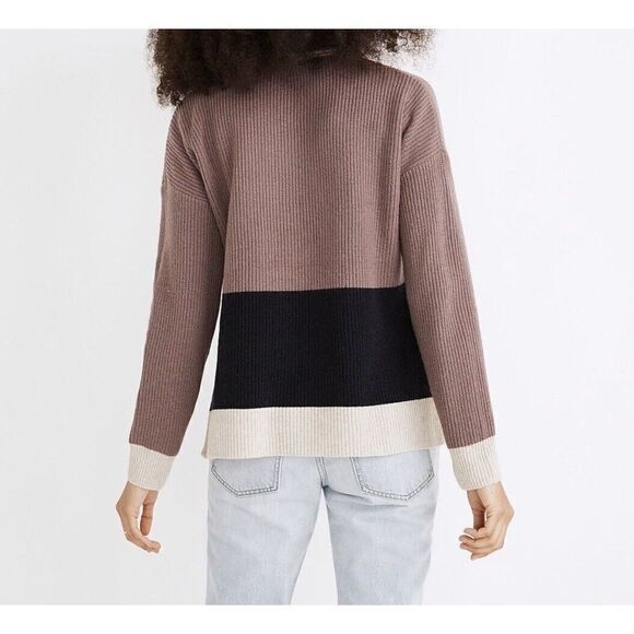 MADEWELL Sweater Womens Small Colorblock Glenbrook Half Zip Wool Blend ND208 - Picture 14 of 14